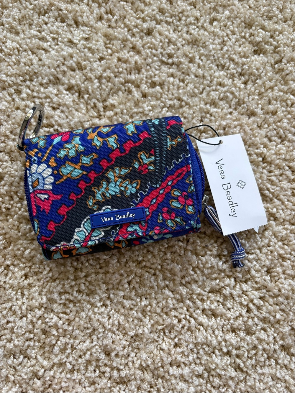 Vera Bradley Lighten Up RFID Card Case Petite Paisley NWT‎ Key Ring Wallet